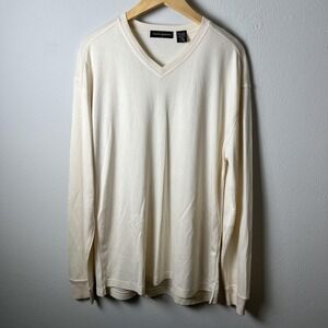 Jhane Barnes Sweater Mens XL Silk Blend V Neck Pullover Long Sleeve Classic